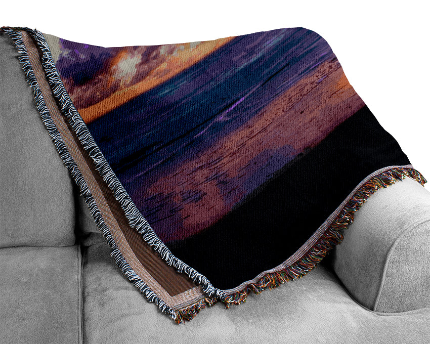 Blazing Ocean Sunset Woven Blanket