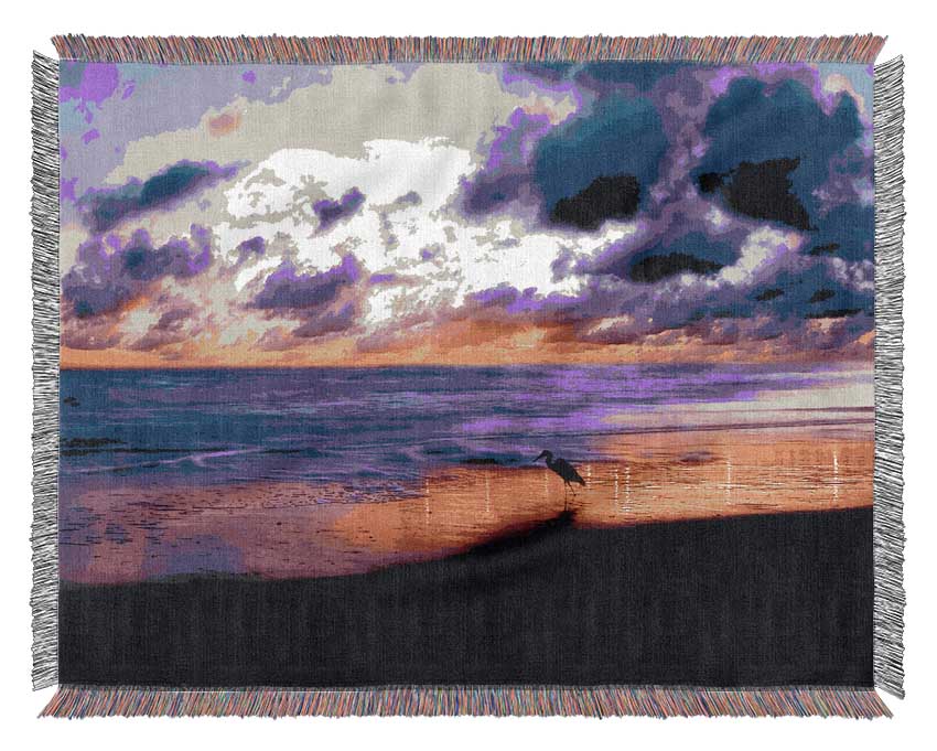 Blazing Ocean Sunset Woven Blanket