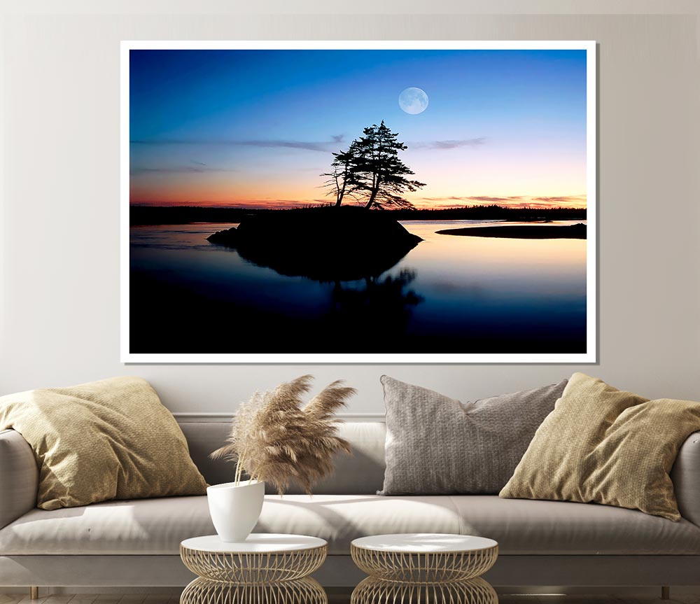 Blue Paradise Island Print Poster Wall Art