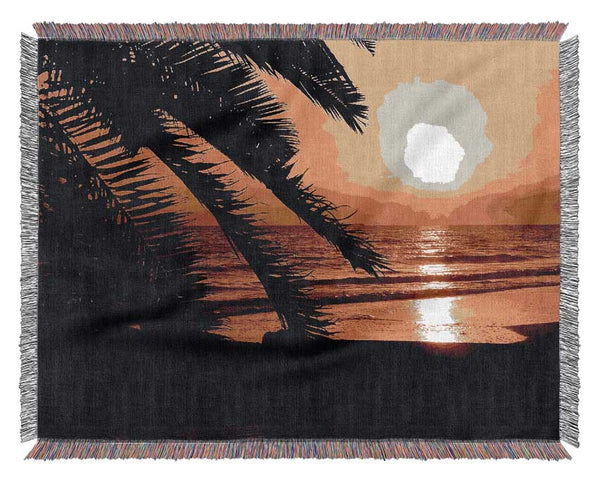 Glow Of The Golden Ocean Woven Blanket