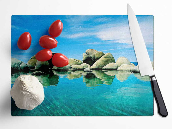 Aqua Rock Pool Glass Chopping Board