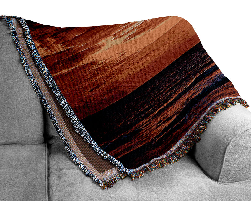 Lava Red Ocean Skies Woven Blanket