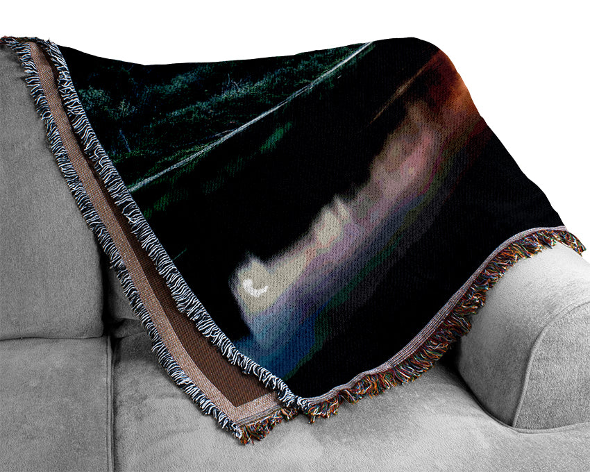 Fire Sunrise Lake Woven Blanket