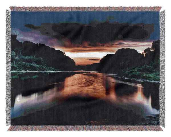 Fire Sunrise Lake Woven Blanket