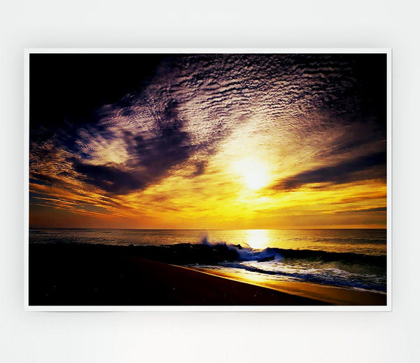 Yellow Ocean Sunblaze Print Poster Wall Art