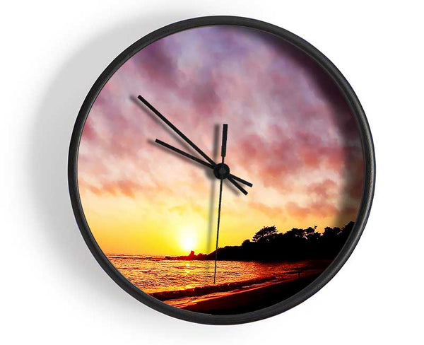 Ocean Path To The Mountain Sunset Clock - Wallart-Direct UK