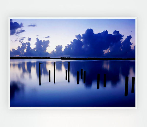 Tranquil Blue Lake Print Poster Wall Art