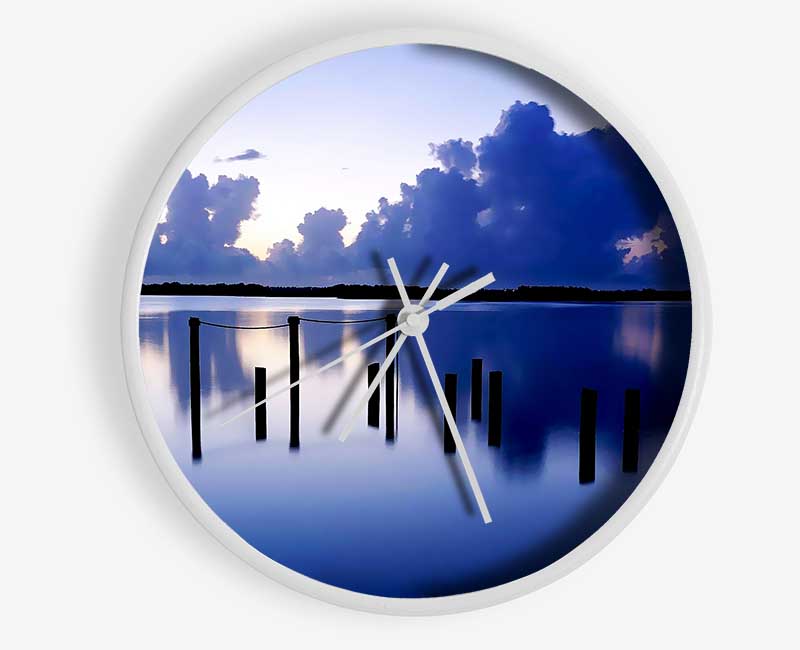 Tranquil Blue Lake Clock - Wallart-Direct UK