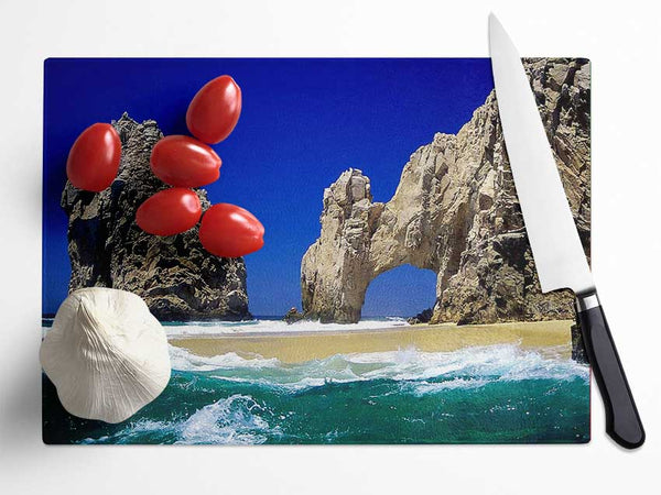 Ocean Cave Hideaway Glass Chopping Board