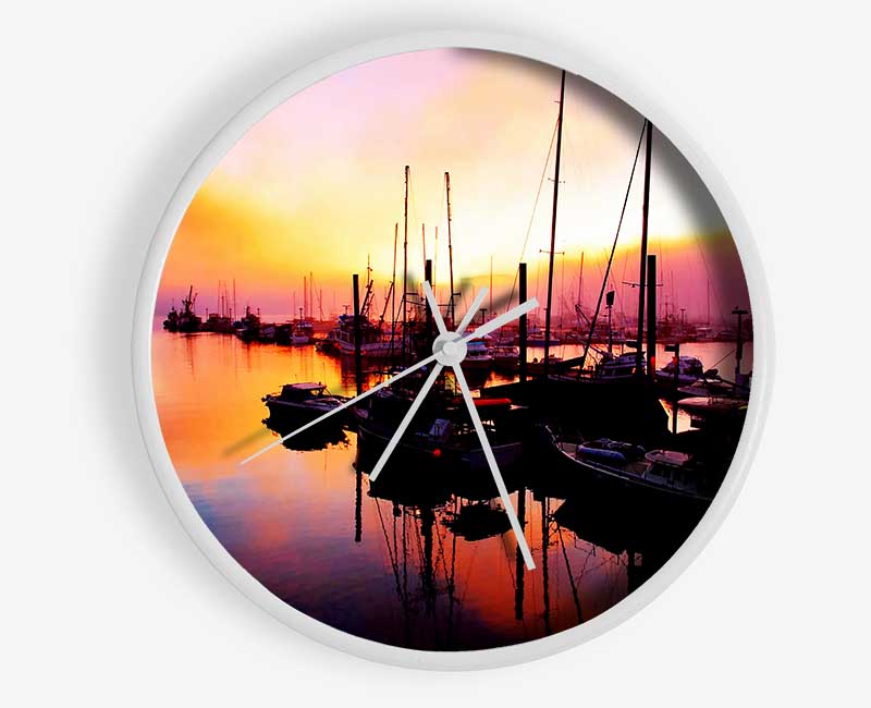 The Harbour At Sunset Clock - Wallart-Direct UK