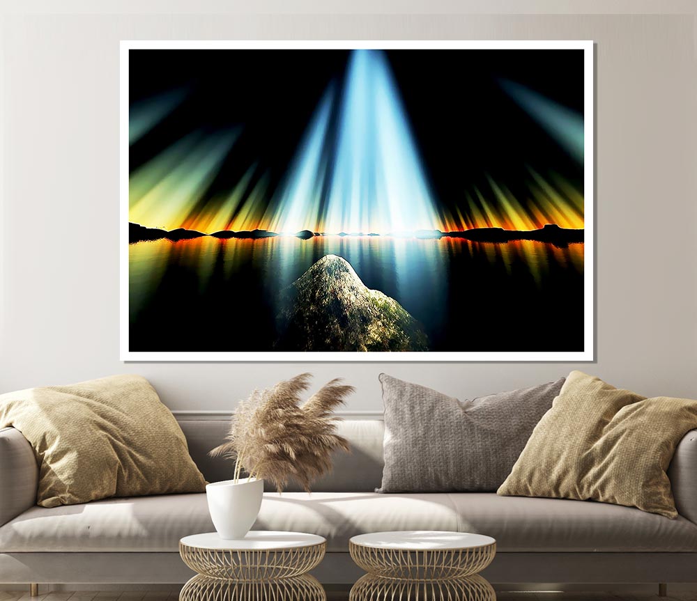 The Sun Rays Of God Print Poster Wall Art