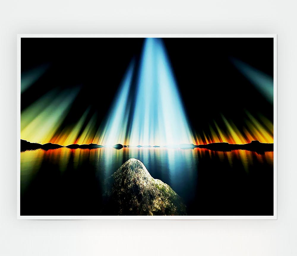 The Sun Rays Of God Print Poster Wall Art