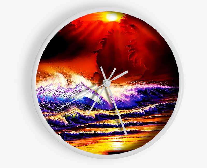 Red Paradise Surf Clock - Wallart-Direct UK