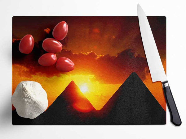 Egyptian Pyramid Sunset Glass Chopping Board