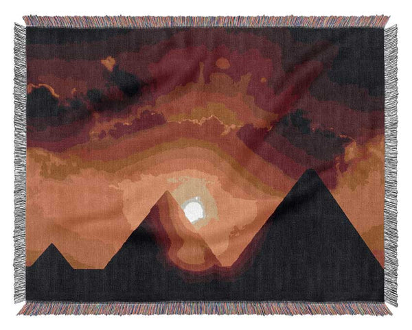 Egyptian Pyramid Sunset Woven Blanket