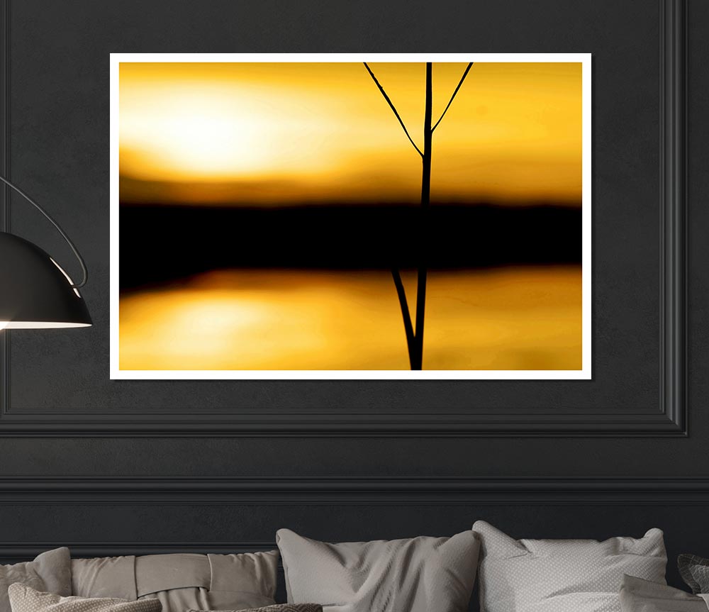 Golden Lake Reflections Print Poster Wall Art