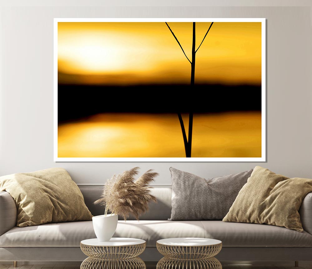 Golden Lake Reflections Print Poster Wall Art