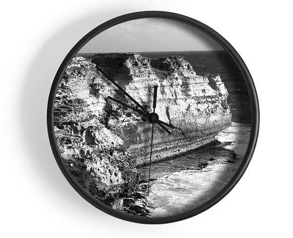 The Waves On The Ocean Cove B n W Clock - Wallart-Direct UK