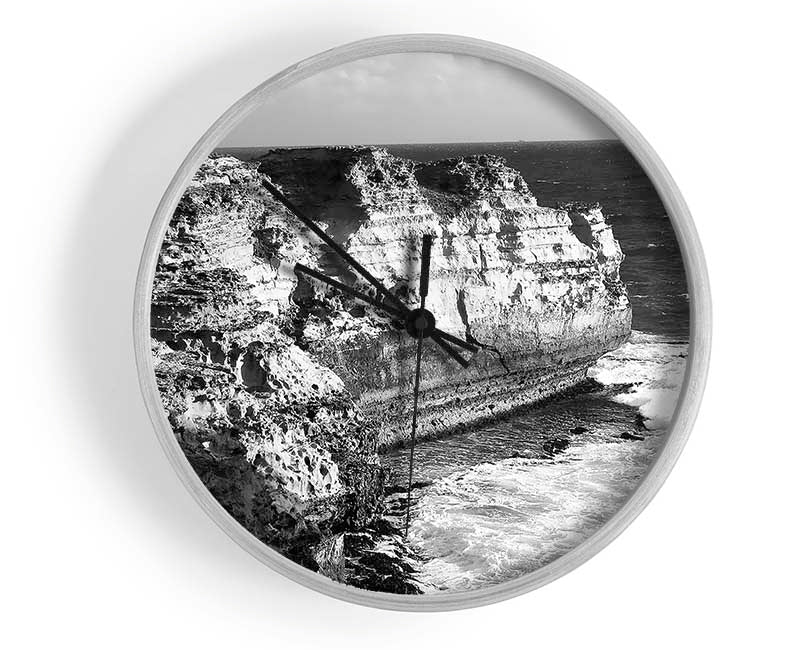 The Waves On The Ocean Cove B n W Clock - Wallart-Direct UK