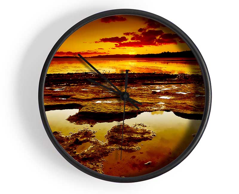 Orange Ocean Daybreak Clock - Wallart-Direct UK