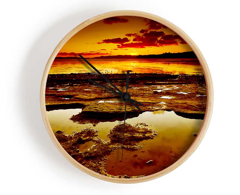 Orange Ocean Daybreak Clock - Wallart-Direct UK