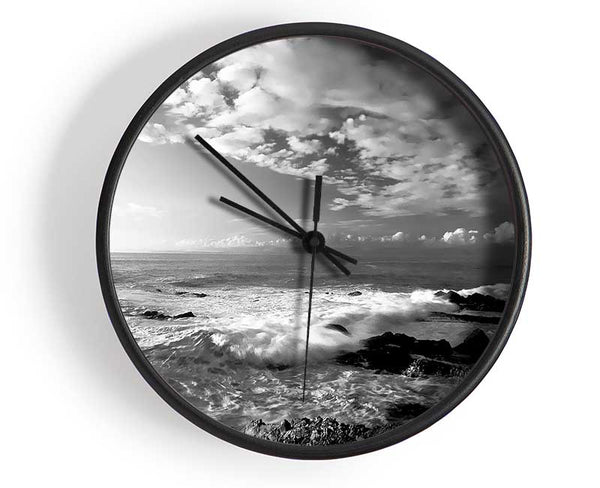 Ocean Mist B n W Clock - Wallart-Direct UK