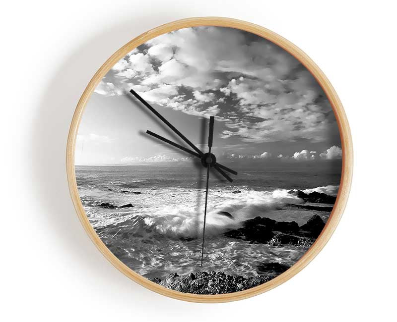 Ocean Mist B n W Clock - Wallart-Direct UK