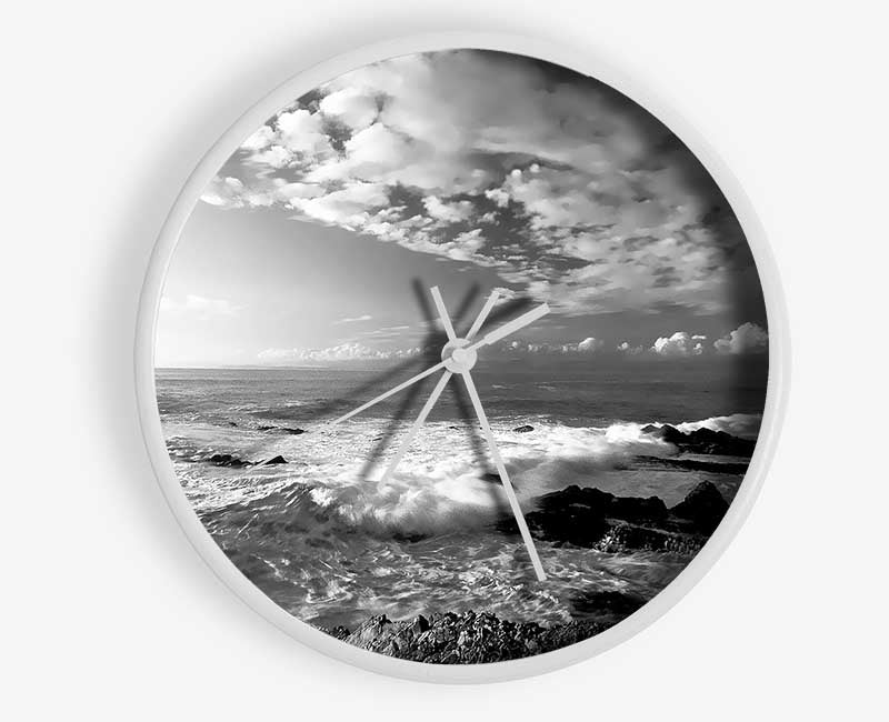 Ocean Mist B n W Clock - Wallart-Direct UK