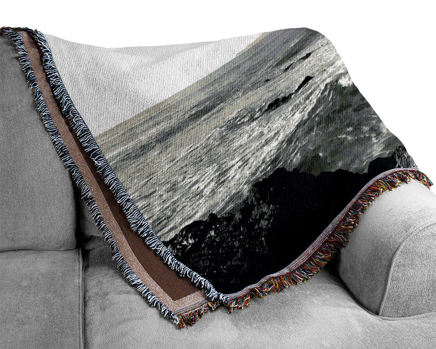 Ocean Mist B n W Woven Blanket