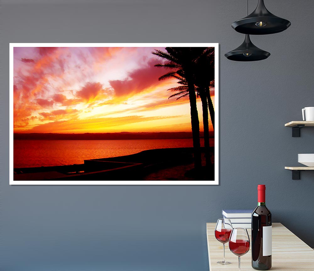 Tranquil Ocean Sunset Print Poster Wall Art