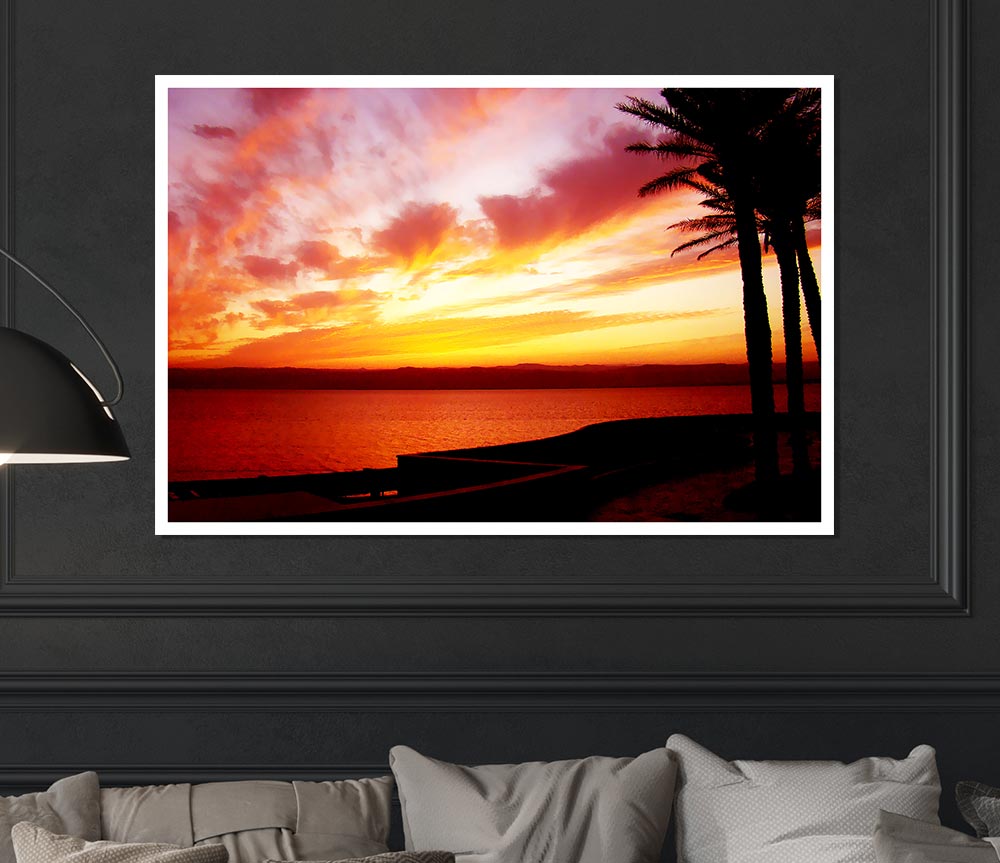 Tranquil Ocean Sunset Print Poster Wall Art