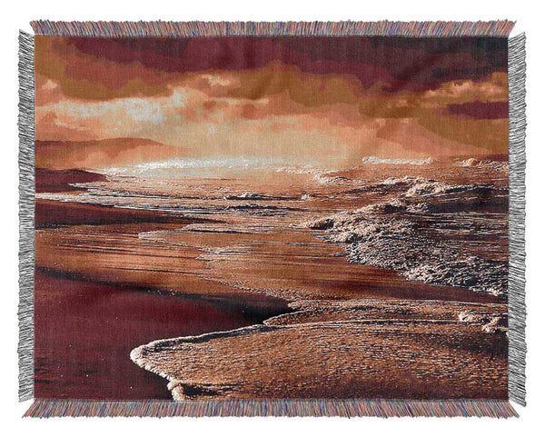 Red Ocean Storm Woven Blanket