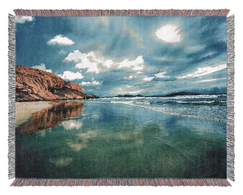 Serene Ocean Reflections Woven Blanket