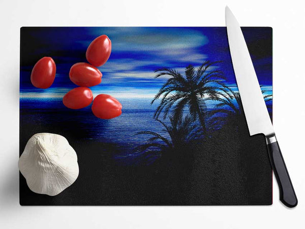 Blue Horizon Nights Glass Chopping Board