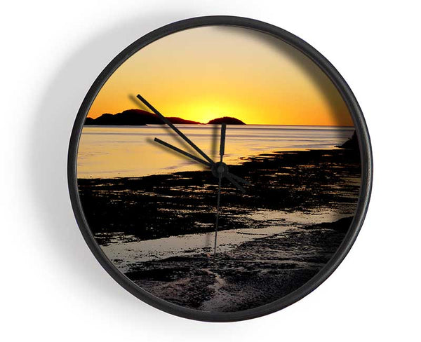 Golden Sunrise Over The Ocean Clock - Wallart-Direct UK