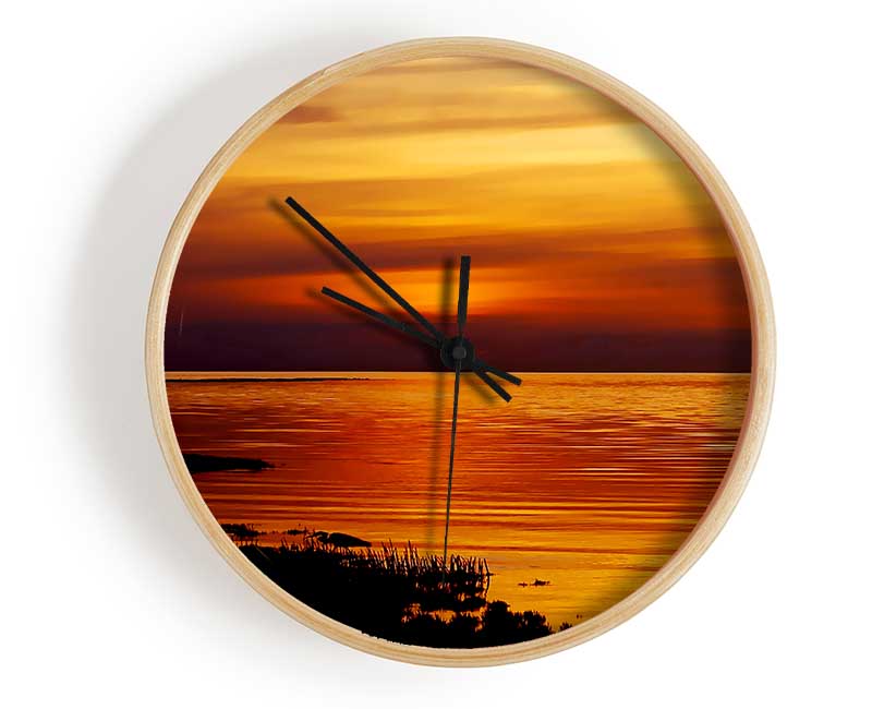 Calming Lake Sunset Clock - Wallart-Direct UK