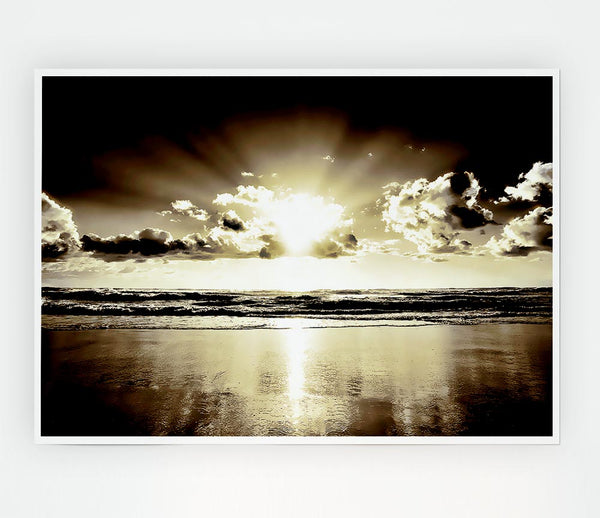 Brown Sunburst Print Poster Wall Art