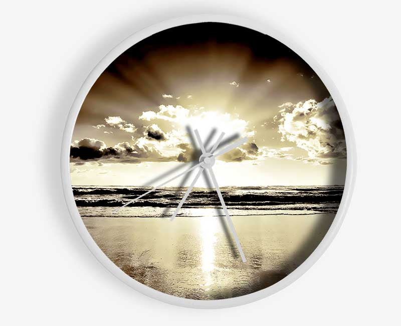 Brown Sunburst Clock - Wallart-Direct UK