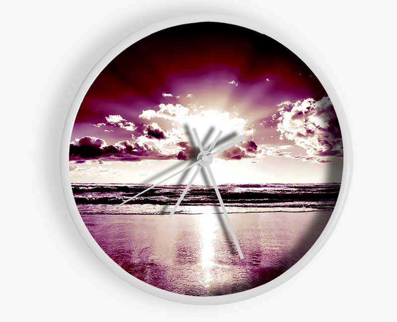 Purple Sunburst Clock - Wallart-Direct UK