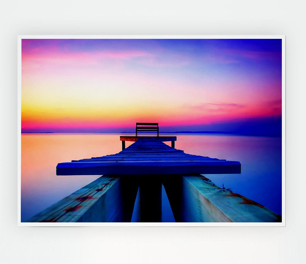 Calming Ocean Pier Print Poster Wall Art