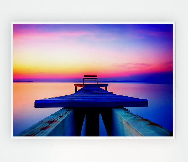 Calming Ocean Pier Print Poster Wall Art