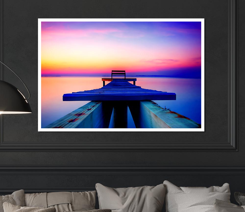 Calming Ocean Pier Print Poster Wall Art