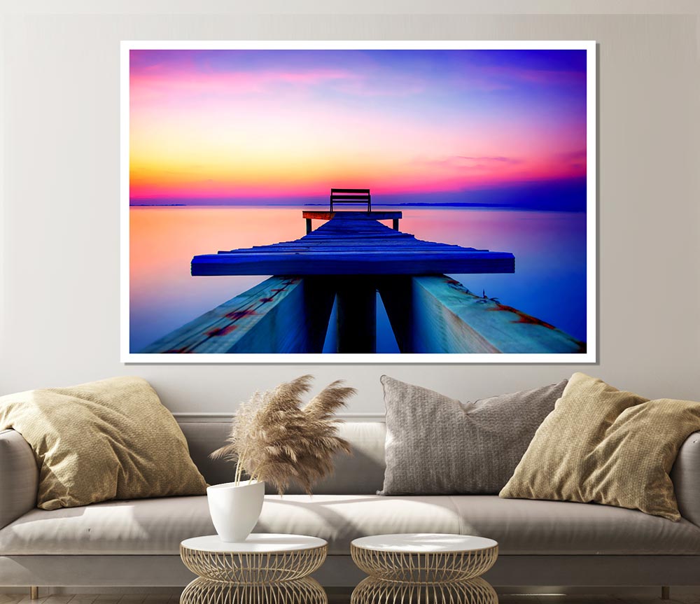 Calming Ocean Pier Print Poster Wall Art