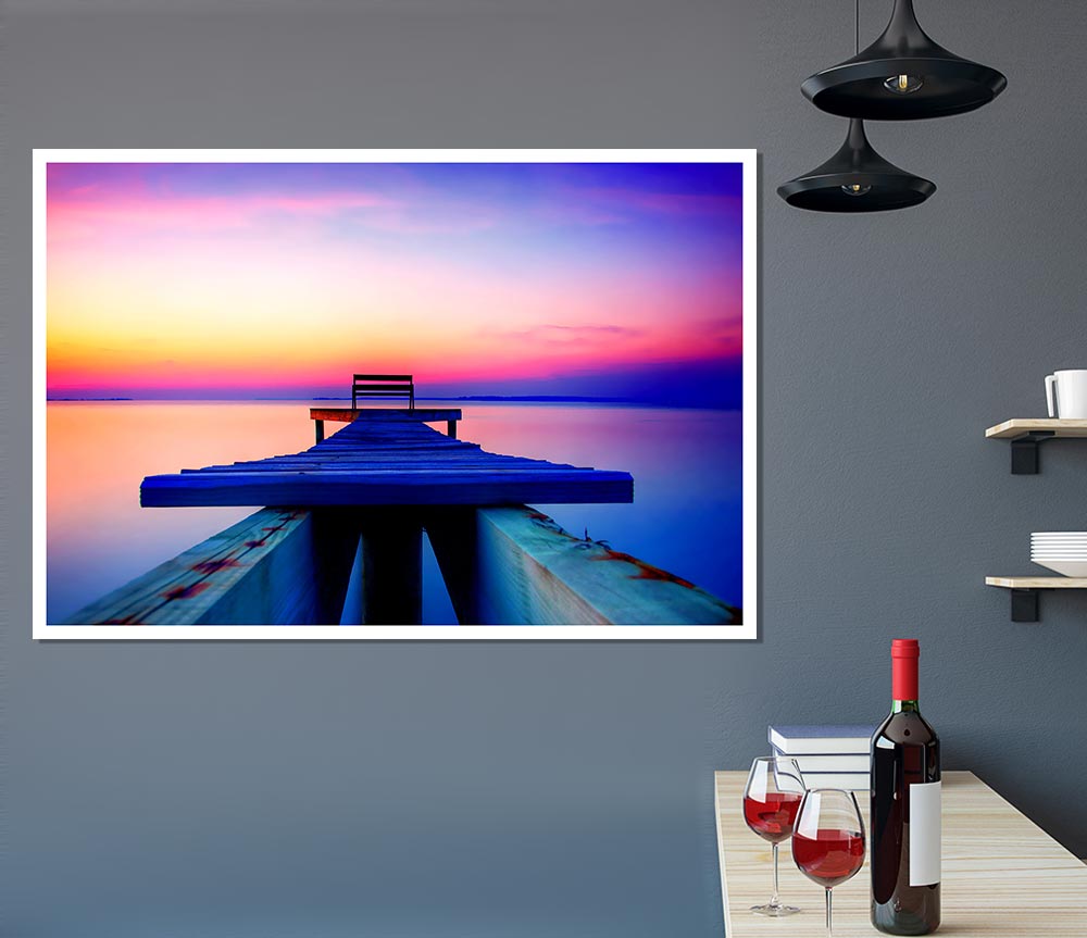 Calming Ocean Pier Print Poster Wall Art