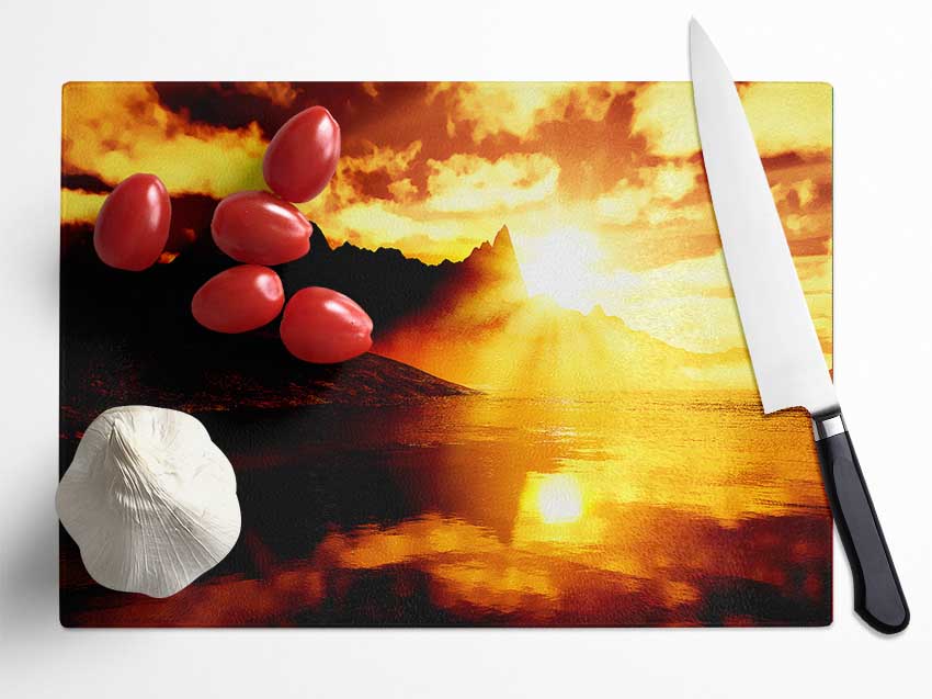 Sun Blaze Reflections Glass Chopping Board