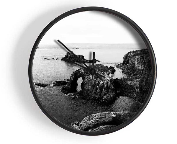 Ocean Rocks B n W Clock - Wallart-Direct UK