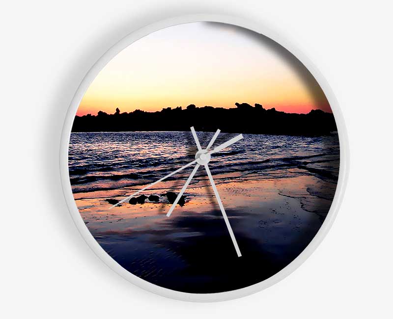 Sunset Behind The Ocean Rocks Clock - Wallart-Direct UK