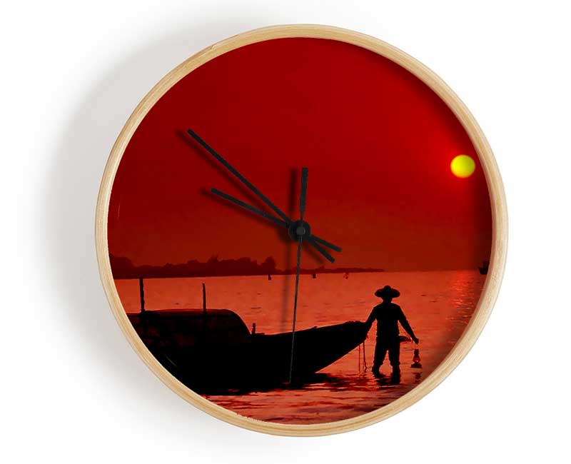 Red Fisherman Clock - Wallart-Direct UK