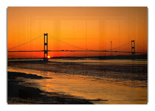 Brücke in der Ferne Orange Sonnenuntergang