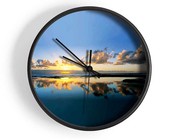 Golden Reflection Lake Clock - Wallart-Direct UK